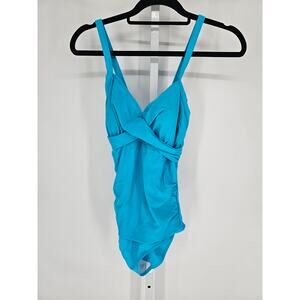 Cabana Beach Womens Sz M (12) One Piece Swimsuit Bright Blue